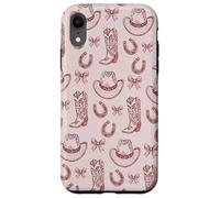 Cute Cowgirl Western Boots Hats Country Burgundy and Pink Coque pour iPhone XR