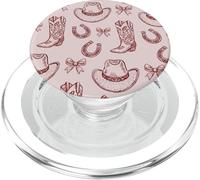 Cute Cowgirl Western Boots Hats Country Burgundy and Pink PopSockets PopGrip pour MagSafe