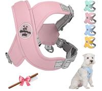 Cute Cozy Harness, Dogs Adjustable No Choke No Pull Reflective Cozy Harness with Traction Rope, Soft Breathable for Dogs (Pink,L)