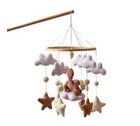 Cute Crib Mobile Toy, Boho Cloud Star Hanging Mobile, Double Bunny Plush Nursery Decoration with Soothing Motion Feature, Soft Cradle Decor, Children Room Nursery Use
