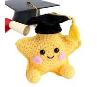 Cute Crochet Doll, Graduation Star Plush Decor, Mini Size Amigurumi Toy with Motivational Tag, Soft Yarn Handmade Crochet Figure, Adorable Star Design Ornament, Desk Shelf Car Display Gift Use