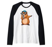 Cute Dabbing Capybara Animal Boys Men Toddler Kids Manche Raglan