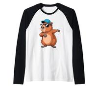 Cute Dabbing Capybara Animal Boys Men Toddler Kids Manche Raglan