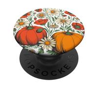 Cute Daisy Flower Fall Theme Floral Orange Autumn Pumpkin PopSockets PopGrip Adhésif