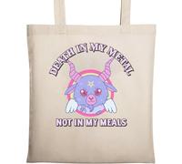Cute Death Metal Angel Death in My Metal Not in My Meals Sac fourre-tout en coton écologique naturel Beige