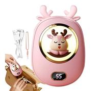 Cute Deer Electric Hand Warmer - 2 in 1 Quick Charge Power Bank with Digital Display, Portable Pocket Warmer for Outdoor Camping, Hiking, Backpacking, Winter Sports, and Cold Weather Adventures