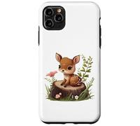 Cute Deer Sitting on a Log Fawn Floral Coque pour iPhone 11 Pro Max