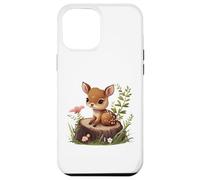 Cute Deer Sitting on a Log Fawn Floral Coque pour iPhone 12 Pro Max