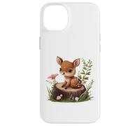 Cute Deer Sitting on a Log Fawn Floral Coque pour iPhone 14 Plus