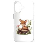 Cute Deer Sitting on a Log Fawn Floral Coque pour iPhone 17
