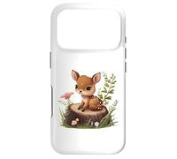 Cute Deer Sitting on a Log Fawn Floral Coque pour iPhone 17 Pro