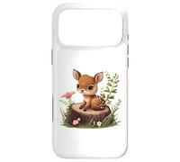 Cute Deer Sitting on a Log Fawn Floral Coque pour iPhone 17 Pro Max