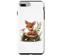 Cute Deer Sitting on a Log Fawn Floral Coque pour iPhone 7 Plus/8 Plus