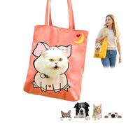 Cute Dew Head Shape Cat Bag, Breathable Canvas Pet Carrier Bag, Cat & Small Dog Carrier Tote with Adjustable Drawstring Opening, Lightweight Foldable Travel Carrier (H,L)