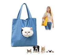 Cute Dew Head Shape Cat Bag, Breathable Canvas Pet Carrier Bag, Cat & Small Dog Carrier Tote with Adjustable Drawstring Opening, Lightweight Foldable Travel Carrier (I,M)