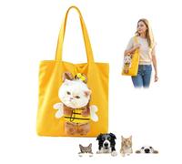 Cute Dew Head Shape Cat Bag, Breathable Canvas Pet Carrier Bag, Cat & Small Dog Carrier Tote with Adjustable Drawstring Opening, Lightweight Foldable Travel Carrier (A,L)