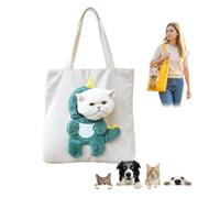 Cute Dew Head Shape Cat Bag, Breathable Canvas Pet Carrier Bag, Cat & Small Dog Carrier Tote with Adjustable Drawstring Opening, Lightweight Foldable Travel Carrier (C,M)