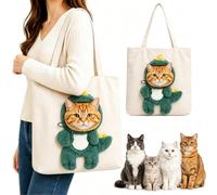 Cute Dew Head Shape Cat Bag, Paw P ag Portable Pet Canvas Shoulder Carrier Tote for Small Dogs & Cats, Portable Carrying Handbag for Travel Shopping Camping Daily Outings (#Dinosaur,44 * 44cm)