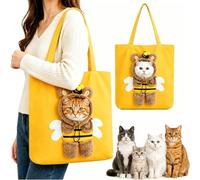 Cute Dew Head Shape Cat Bag, Paw P ag Portable Pet Canvas Shoulder Carrier Tote for Small Dogs & Cats, Portable Carrying Handbag for Travel Shopping Camping Daily Outings (#Bee,44 * 44cm)