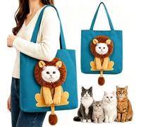 Cute Dew Head Shape Cat Bag, Paw P ag Portable Pet Canvas Shoulder Carrier Tote for Small Dogs & Cats, Portable Carrying Handbag for Travel Shopping Camping Daily Outings (#Lion,37 * 37cm)