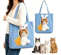 Cute Dew Head Shape Cat Bag, Paw P ag Portable Pet Canvas Shoulder Carrier Tote for Small Dogs & Cats, Portable Carrying Handbag for Travel Shopping Camping Daily Outings (#Rabbit,44 * 44cm)