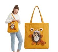 Cute Dew Head Shape Cat Bag - Pets Carrier Bag, Cute Animal Design Canvas Pet Sling Tote with Head Hole for Small Dogs and Cats Vet Visits Walking (L,M(37 x 37cm))