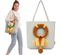Cute Dew Head Shape Cat Bag - Pets Carrier Bag, Cute Animal Design Canvas Pet Sling Tote with Head Hole for Small Dogs and Cats Vet Visits Walking (B,M(37 x 37cm))