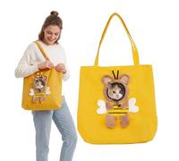 Cute Dew Head Shape Cat Bag - Pets Carrier Bag, Cute Animal Design Canvas Pet Sling Tote with Head Hole for Small Dogs and Cats Vet Visits Walking (J,M(37 x 37cm))
