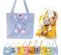 Cute Dew Head Shape Cat Bag, Pets Carrier Shoulder Bag, Portable Canvas Tote, Breathable Dogs Carrying Adjustable Drawstring Opening Top Snap Inner Tether Clip (G,XL)