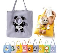 Cute Dew Head Shape Cat Bag, Pets Carrier Shoulder Bag, Portable Canvas Tote, Breathable Dogs Carrying Adjustable Drawstring Opening Top Snap Inner Tether Clip (I,L)