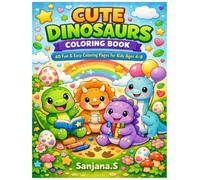 Cute Dinosaurs Coloring Book: 40 Fun & Easy Coloring Pages for Kids Ages 4-8
