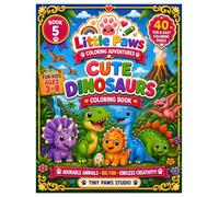 Cute Dinosaurs Coloring Book: 40 Fun & Easy Dinosaur Coloring Pages for Kids Ages 3-8