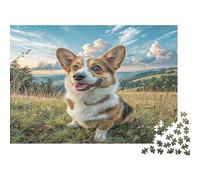 Cute Dog 1000 Piece for Women & Men Corgi in Grassy Field Fun and Challenging Family Game Gift Idea 38x26cm/1000pcs
