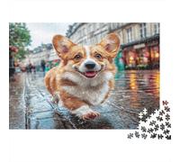 Cute Dog 1000 Piece Fun Present Corgi on Wet Street for Adults & Kids Activity for Home Gift 52x38cm/1000pcs