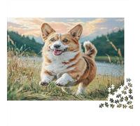 Cute Dog 1000 Piece Puzzle for Adults Corgi in Grassy Field Fun and Challenging Family Game & Great Gift Idea 70x50cm/1000pcs