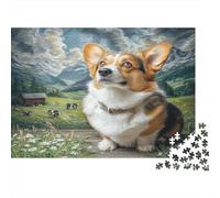 Cute Dog 1000 Piece Puzzle for Adults Corgi in Mountain Meadow Fun and Challenging Family Game & Great Gift Idea 52x38cm/1000pcs