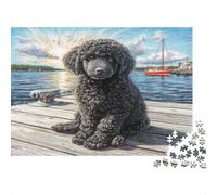 Cute Dog 1000 Piece Puzzle for Adults Poodle on Dock by Lake Fun and Challenging Family Game & Great Gift Idea 38x26cm/1000pcs