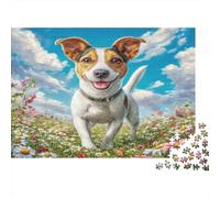 Cute Dog 1000 Pieces Adult Puzzle Jack Russell in Wildflowers for Adults & Kids Age 12 Years + Gift 70x50cm/1000pcs