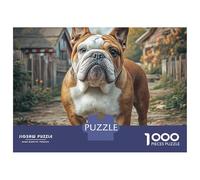 Cute Dog 1000 Pièces Carton Extra-épais Coffret De Puzzles English Bulldog Anti-Stress Jouet d'anniversaire Puzzles pour Adultes Et Enfants 70x50cm/1000pcs