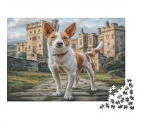 Cute Dog 1000 Pièces pour Adultes Adolescents - Basenji au Château Planche Premium Recy Super Idée Cadeau 38x26cm/1000pcs