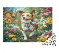 Cute Dog 1000Pc Puzzle for Adults & Kids Dog with Rainbow Ribbon Fun Present & Activity for Home Age 12 Years Up 70x50cm/1000pcs