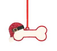Cute Dog Bone Christmas Ornament - Glitter Hat Bone Pendant for Festive Decorations - Perfect Holiday Tree Decor with Blank Space for Customization - Ideal for Dog Lovers and Pet Families