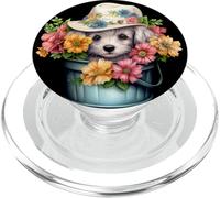 Cute Dog Face for Women with Spring Flowers for Shih Tzu Mom PopSockets PopGrip pour MagSafe