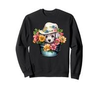 Cute Dog Face for Women with Spring Flowers for Shih Tzu Mom Sweatshirt