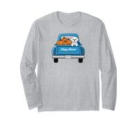 Cute Dog Harvest Halloween Pumpkin Truck Manche Longue