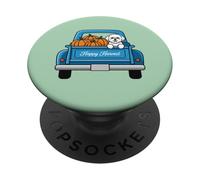 Cute Dog Harvest Halloween Pumpkin Truck PopSockets PopGrip Adhésif