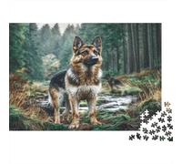 Cute Dog Jigsaw Puzzles for Adults German Shepherd in Forest Educational Games for The Whole Family Women 38x26cm/1000pcs