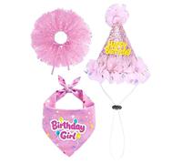 Cute Dog Party Hat, Birthday Outfit Set, Adjustable Hat Dress with Sturdy Build, Pet Bandana, Dog Costume with Fun Design, Party Outfit for Small Medium Dogs Families and Friends