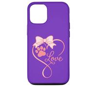 Cute Dog Pawprint Coquette Bow Love Dogs Paw Print for Girl Coque pour iPhone 12/12 Pro