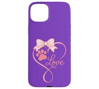 Cute Dog Pawprint Coquette Bow Love Dogs Paw Print for Girl Coque pour iPhone 15 Plus